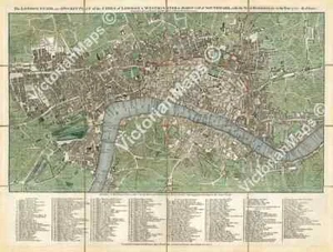 Pocket guide antique plan London & Westminster map Ellis Bowles 1770 art poster - Picture 1 of 6