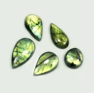 146 Kts. 100% natürlicher Labradorit Cabochon erstaunlich 5 Stk. Lose Edelstein MI03-52 - Bild 1 von 5