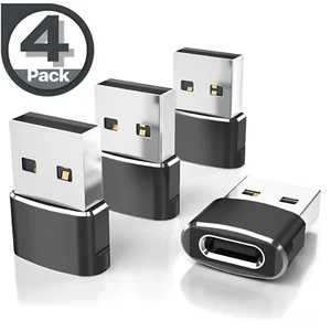 4 PACK USB to USB C Adapter Type-C Female to A Male OTG Converter Car Charger - Picture 1 of 12