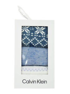 Calvin Klein Women's Fair Isle 3-Pack Crew Socks  (O/S, Medium Blue Combo)