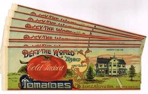 X10 WHOLESALE ORIGINAL C1900S CAN LABEL VINTAGE VICTORIAN QUINTON NEW JERSEY - Picture 1 of 2