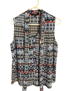 Relativity Sleeveless VNeck Button Down Blouse Women’s Size M with Front Tie NWT - Picture 1 of 12