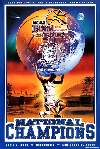 UConn Connecticut Huskies 2004 NCAA BASKETBALL NATIONAL CHAMPIONS 24x36 POSTER Cover