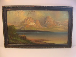Teton Peaks National Park 1936 Oil Painting G. Rynhart - Picture 1 of 11