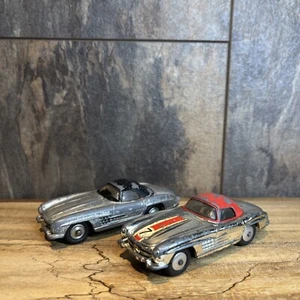 Corgi Toys 304S Mercedes Benz 300 SL Hardtop Roadster Silver Boxed Die-Cast Pair - Picture 1 of 5