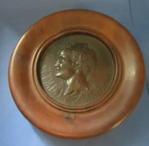 PLAQUE ROND EN BRONZE MURALE baccus pan ? mythologie bronze wall plaque - Imagen 1 de 4