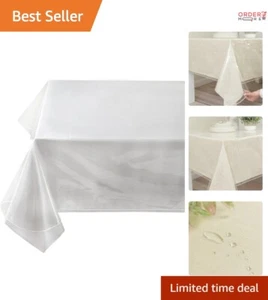 Clear Plastic Tablecloth Protector 60" x 124" Waterproof Oilproof Dining Cover - Picture 1 of 11