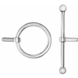 12mm ring 22.5mm bar SOLID 18k White Gold Toggle Ball end Clasp Set USA MADE - Picture 1 of 2