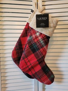 NWT Ralph Lauren Set Of 2 Red/Green Plaid Christmas Stockings - Picture 1 of 1
