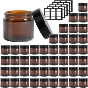 Elegant 2oz Glass Jars - 46 Pack Refillable Containers for Creams & Ointments - Picture 1 of 9
