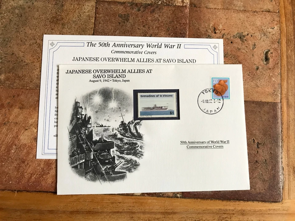 DANBURY JAPÓN 1992 FDC SEGUNDA GUERRA MUNDIAL ST VINCENT ABRUMA ALIADOS ISLA DE SAVO AKAGI Foto 1 de 1