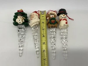 4 icicle vintage christmas tree ornaments 7.5 Inches Tall - Picture 1 of 7