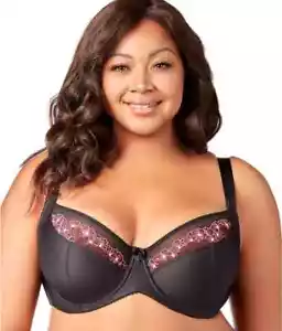 Elila BLACK Swiss Embroidery Underwire Balcony Bra, US 38J, UK 38GG - Picture 1 of 4