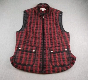 Croft & Barrow Puffer Vest Lightweight Men Size 2XL Red Black Lined Madras Check - Picture 1 of 23