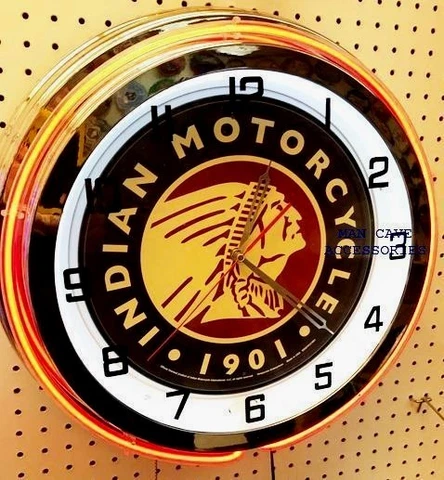19" INDIAN Motorcycle Since 1901 Sign Double Neon Clock Cover