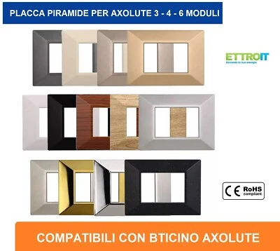 ETTROIT PLACCHE PLACCA PIRAMIDE COMPATIBILI CON BTICINO AXOLUTE 3 4 6 POSTI