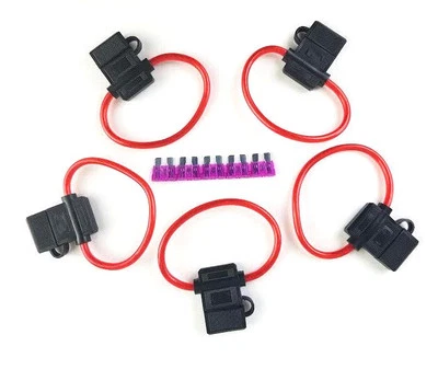 5 Pack 10 Gauge Red In-line ATC Fuse Holder + 35A AMP Fuse New Car Truck Install - Image 1 of 4