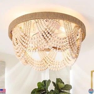 20" Boho Ceiling Fan with Light, Remote Control, 6 Speeds for Living Room - Picture 1 of 6