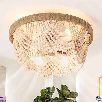 20" Boho Ceiling Fan with Light, Remote Control, 6 Speeds for Living Room - Image 1 of 4