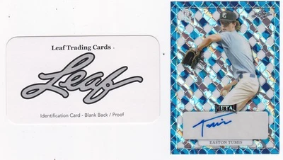 2022 Leaf Perfect Game Easton Tumis Marble Blue Proof Autograph Auto Card 1/1 - Image 1 of 2