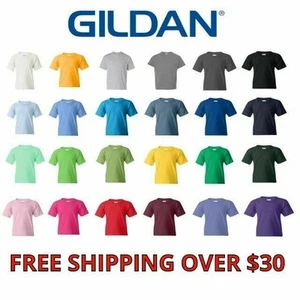 Gildan Youth T Shirts 5000B Solid Heavyweight Cotton Short Sleeve Boys Tee XS-XL - Picture 1 of 27