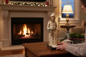 Rentner Bethany Lowe 20" Weihnachten alte Welt Weihnachtsmann auf Wagen - Bild 1 von 9