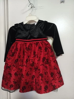 VESTIDO WONDER NIÑOS NIÑAS ROJO/NEGRO FORRO BOTÓN MANGA LARGA TALLA 4T Foto 1 de 3