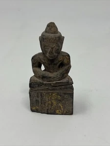 Antigua pintura dorada de Buda sentado de madera de Laos Luang Prabang - Imagen 1 de 5