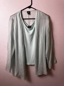 Eileen Fisher 2-teiliges Tanktop & offene Strickjacke Gr. L mintgrün - Bild 1 von 5