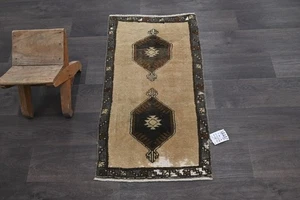 Oushak Turkish Doormat Rug 2x3 BEIGE Anatolian Handmade Vintage Small Kilim Rug - Picture 1 of 9