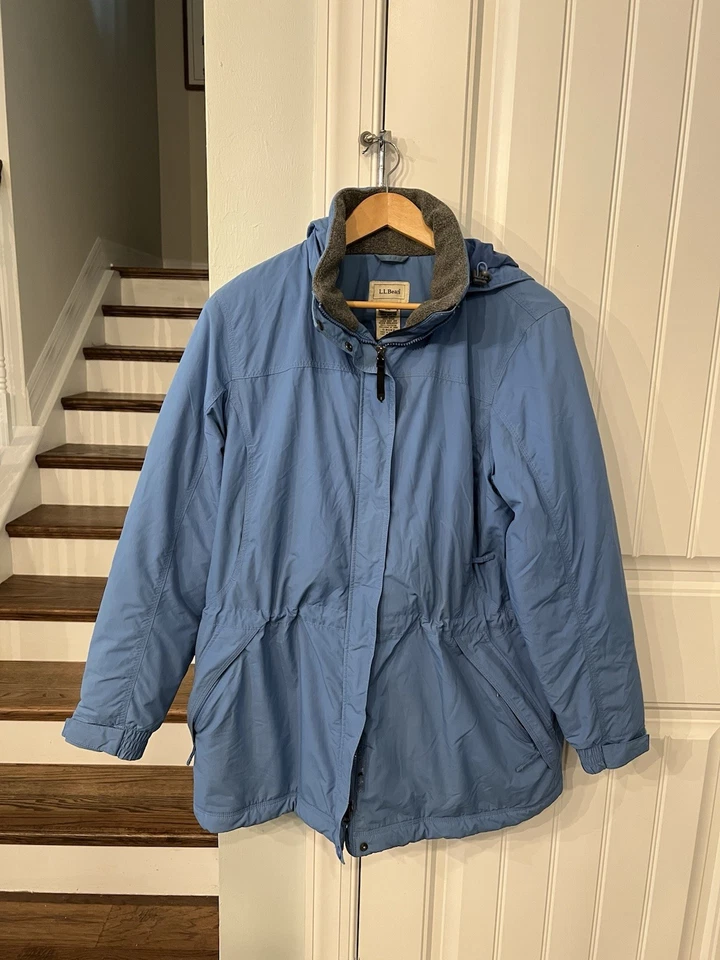 Vintage LL Bean Winter Warmer Coat Jacket Hooded Fleece XL Parka Blue Womens - Image 1 of 4
