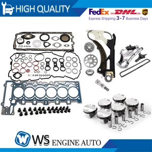 Cylinder Head Gasket Set Pistons Timing Chain Kit For BMW 3.0 N52B30 2007-2013 - Picture 1 of 13