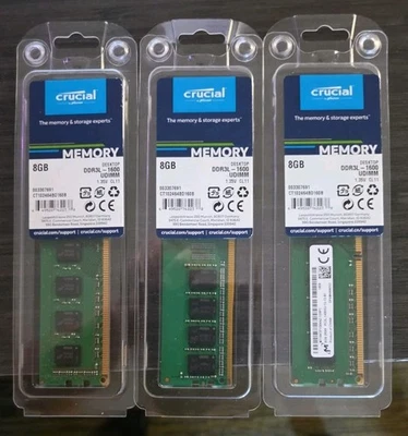 Crucial RAM 8GB DDR3 1600 MHz CL11 Desktop Memory CT102464BD160B - Image 1 of 2