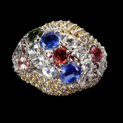 Кольцо из стерлингового серебра 925 пробы с овальным кианитом аквамарином гранатом турмалином драгоценным камнем размер 8 - Изображение 1 из 4