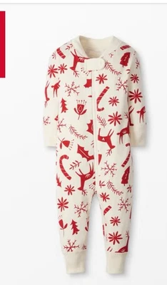 Pijama de Navidad Hanna Andersson Jersey 2T Bastón de ciervo escandinavo Foto 1 de 4