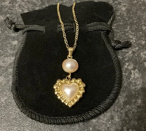 Faux Pearl Gold Tone Necklace Pendant Stainless Steel 44cm + Extn, Classic Gift - Picture 1 of 6