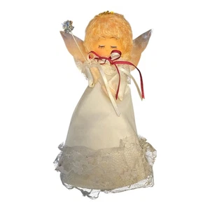 Topper albero angelo MCM vintage anni 50 testa plastica kitschy occhi chiusi cartone  - Foto 1 di 7