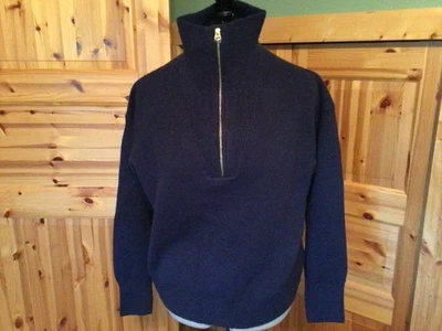 Suéter feminino J Crew clássico mistura de lã merino/alpaca azul marinho 1/2 zíper G novo com etiquetas - Imagem 1 de 4