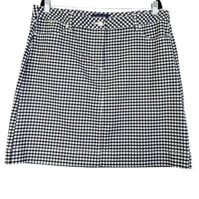 Talbots Womens Gingham Check Denim Skirt Plus Size 16 Black White Mini Preppy - Image 1 of 4
