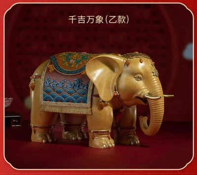 12,6-дюймовая китайская бронзовая медная расписанная вручную статуэтка слона животного фэншуй - Изображение 1 из 4