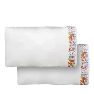 DEA LUXURY LINENS PALM BEACH FARFALLE BUTTERFLY  QUEEN FLAT SHEET & PILLOWCASES - Picture 1 of 3