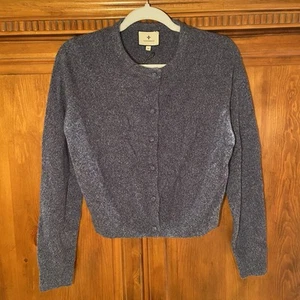 Tuckernuck Denim Blue Riley Cashmere Cardigan Cropped Size Medium Preppy Luxury - Bild 1 von 10