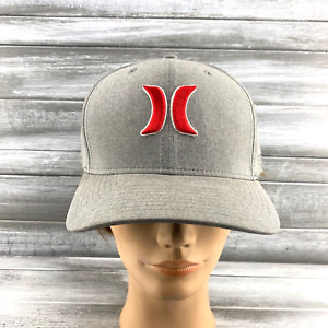 Casquette chapeau Hurley Nike Dri-Fit gris bruyère avec logo rouge flex coupe LG HTF rare