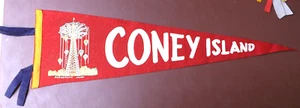 VINTAGE 1940s 1950s CONEY ISLAND NEW YORK PENNANT PARACHUTE JUMP amusement park - Picture 1 of 5