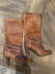 Botas vaqueras occidentales de tacón vintage Zodiac EE. UU. para mujer de cuero marrón talla 7 - Imagen 1 de 9