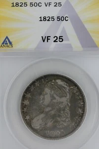 1825   50C VF 25   ANACS  --   Capped Bust Half Dollar, Miss Liberty - Picture 1 of 2