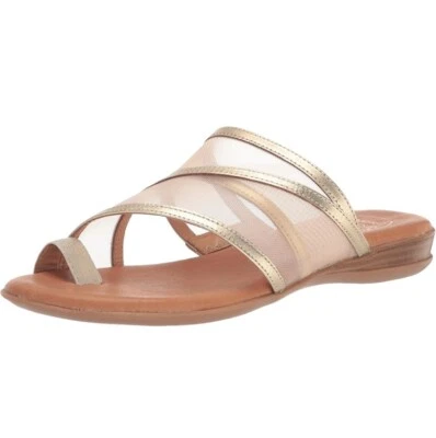 Sandalias André Assous para mujer talla 11 doradas elásticas con cordones zapatos sin cordones Foto 1 de 4