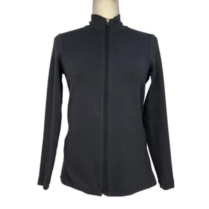 Chaqueta Jersey Eileen Fisher Cuello Simulado Mangas Acanaladas Cremallera Completa Gris Talla XS - Imagen 1 de 10