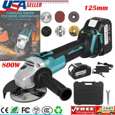 Electric Brushless Cordles Cut-Off Angle Grinder Tool for Makita 18V Battery - Image 1 of 4