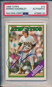 Dennis Eckersley Oakland A's Auto Signed 1988 Topps Card #72 ~ PSA/DNA Slab - Picture 1 of 6